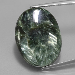 Séraphinite vert naturelle coupe ovale, 21,95 ct, opaque