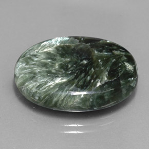 Séraphinite vert naturelle coupe ovale, 21,95 ct, opaque