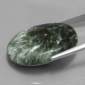 Séraphinite vert naturelle coupe ovale, 21,95 ct, opaque