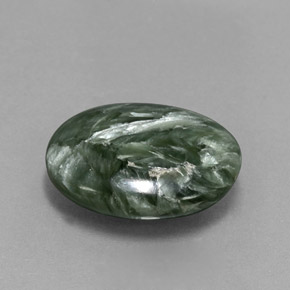 Séraphinite vert naturelle coupe ovale, 6,39 ct, opaque