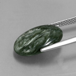 Séraphinite vert naturelle coupe ovale, 6,39 ct, opaque