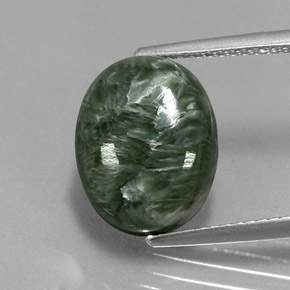 Séraphinite Vert naturelle Coupe ovale, 6.14 ct, Opaque