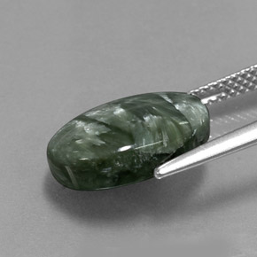 Séraphinite vert naturelle coupe ovale, 5,38 ct, opaque