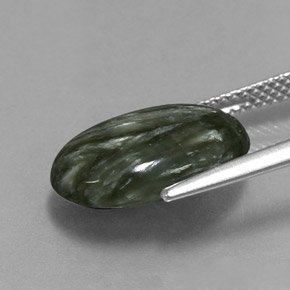 Séraphinite vert naturelle coupe ovale, 5,60 ct, opaque
