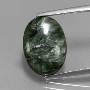 Séraphinite vert naturelle coupe ovale, 5,06 ct, opaque