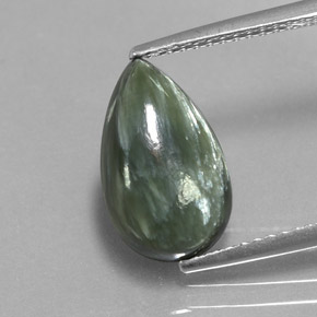 Séraphinite vert naturelle en forme de poire, 3,48 ct, opaque