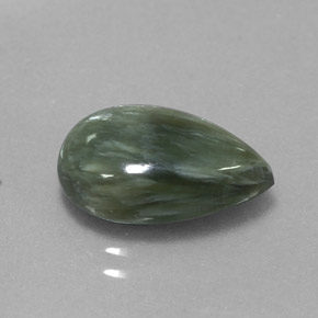 Séraphinite vert naturelle en forme de poire, 3,48 ct, opaque