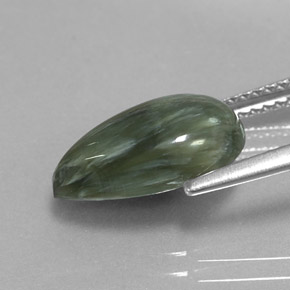 Séraphinite vert naturelle en forme de poire, 3,48 ct, opaque