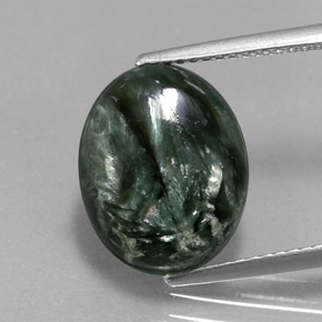 Séraphinite vert naturelle coupe ovale, 5,08 ct, opaque