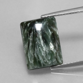 Séraphinite vert naturelle baguette, 5,99 ct, opaque