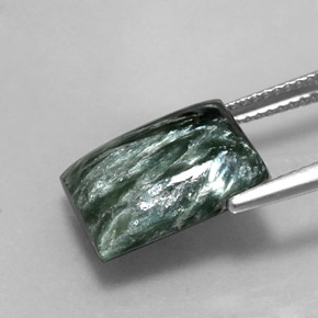 Séraphinite vert naturelle baguette, 5,99 ct, opaque