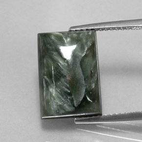 Séraphinite vert naturelle baguette, 7,16 ct, opaque