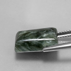 Séraphinite vert naturelle baguette, 7,16 ct, opaque