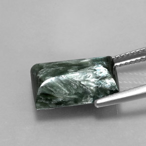 Séraphinite vert naturelle baguette, 5,60 ct, opaque