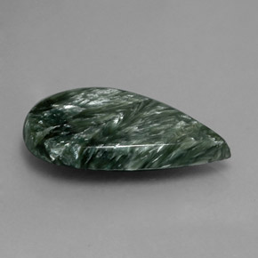 Séraphinite vert naturelle en forme de poire, 19,58 ct, opaque