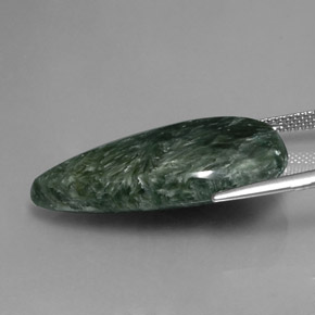 Séraphinite vert naturelle en forme de poire, 19,58 ct, opaque