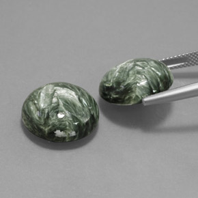 Achetez naturel 20,65ct vert séraphinite gems, coupe roude, en provenance russie chez gemselect. en stock, livraison internationale!