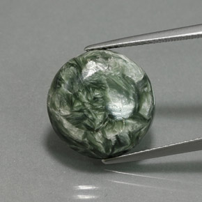 Séraphinite vert naturelle coupe roude, 9,92 ct, opaque