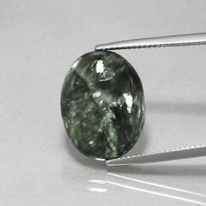 Séraphinite vert naturelle coupe ovale, 9,52 ct, opaque