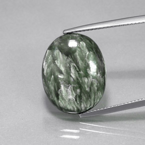 Séraphinite vert naturelle coupe ovale, 11,95 ct, opaque