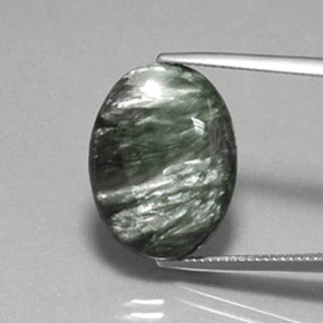 Séraphinite vert naturelle coupe ovale, 11,21 ct, opaque
