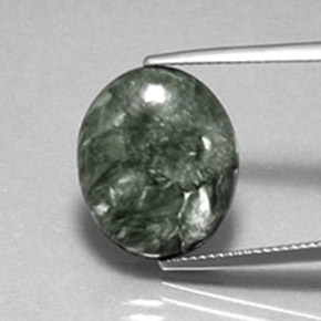Séraphinite vert naturelle coupe ovale, 8,60 ct, opaque