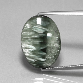 Séraphinite vert naturelle coupe ovale, 12,26 ct, opaque