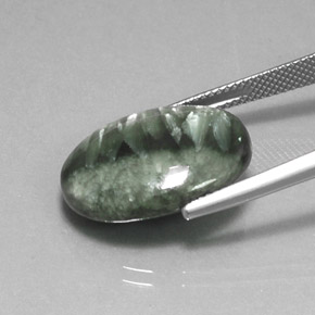 Séraphinite vert naturelle coupe ovale, 12,26 ct, opaque