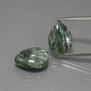Achetez naturel 10,72ct vert séraphinite gems, en forme de poire, en provenance russie chez gemselect. en stock, livraison internationale!