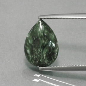 Séraphinite vert naturelle en forme de poire, 4,49 ct, opaque