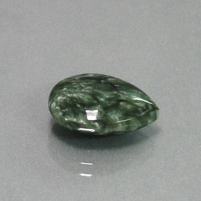 Séraphinite vert naturelle en forme de poire, 4,49 ct, opaque