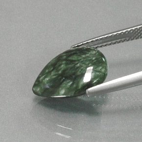 Séraphinite vert naturelle en forme de poire, 4,49 ct, opaque