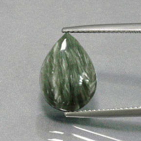 Séraphinite vert naturelle en forme de poire, 6,18 ct, opaque
