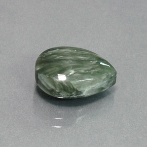 Séraphinite vert naturelle en forme de poire, 6,18 ct, opaque