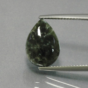 Séraphinite vert naturelle en forme de poire, 5,93 ct, opaque