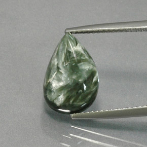 Séraphinite vert naturelle en forme de poire, 4,70 ct, opaque