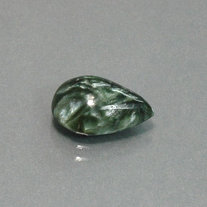 Séraphinite vert naturelle en forme de poire, 3,20 ct, opaque