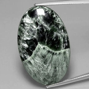 Séraphinite vert naturelle coupe ovale, 28,27 ct, opaque