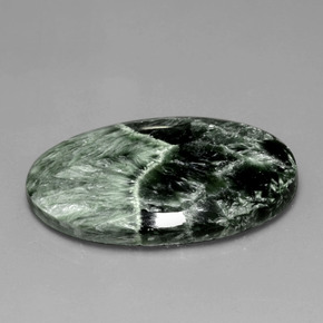 Séraphinite vert naturelle coupe ovale, 28,27 ct, opaque