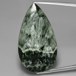 Séraphinite vert naturelle en forme de poire, 27,18 ct, opaque