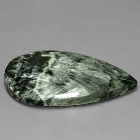 Séraphinite vert naturelle en forme de poire, 27,18 ct, opaque