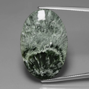 Séraphinite vert naturelle coupe ovale, 25,77 ct, opaque