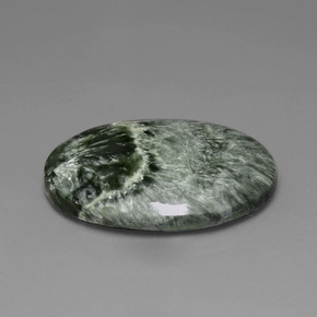 Séraphinite vert naturelle coupe ovale, 25,77 ct, opaque