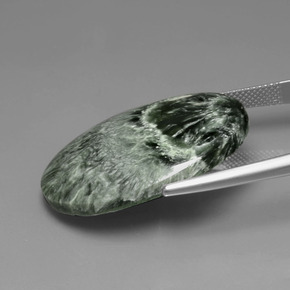 Séraphinite vert naturelle coupe ovale, 25,77 ct, opaque