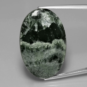 Séraphinite Vert naturelle Coupe ovale, 27.31 ct, Opaque