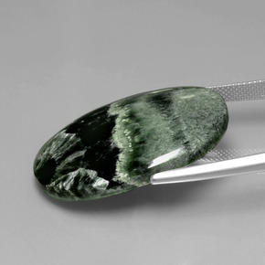 Séraphinite Vert naturelle Coupe ovale, 27.31 ct, Opaque