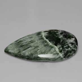 Séraphinite vert naturelle en forme de poire, 31,14 ct, opaque