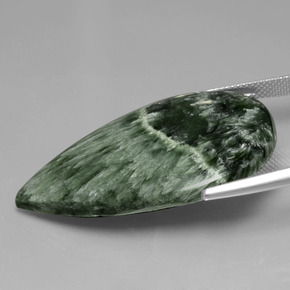 Séraphinite vert naturelle en forme de poire, 31,14 ct, opaque