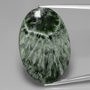 Séraphinite vert naturelle coupe ovale, 28,17 ct, opaque