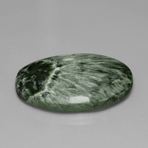 Séraphinite vert naturelle coupe ovale, 28,17 ct, opaque